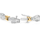 10k Two-Toned Gold 2.00 Cttw Channel Set Baguette-Diamond Weave and  "X" Spiral Link Bracelet (H-I Color, I1-I2 Clarity) - 7"-2