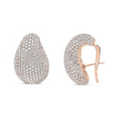 18K Rose Gold 13 1/5 Cttw Micro-Pave Diamond Sculptural Design Statement Omega Back Earrings (G-H Color, SI1-SI2 Clarity)-2