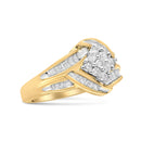 10K Yellow and White Gold 3/4 Cttw Diamond Cluster and Swirl Ring (H-I Color, I1-I2 Clarity)-5