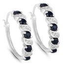 1.28 Carat Genuine Blue Sapphire and White Topaz .925 Sterling Silver Earrings-1