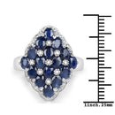 3.48 Carat Genuine Blue Sapphire and White Zircon .925 Sterling Silver Ring-3