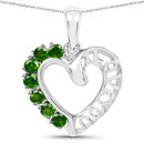 14K White Gold Plated 0.84 Carat Genuine Chrome Diopside .925 Sterling Silver Pendant-1