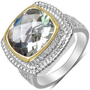 6.31 Carat Genuine Green Amethyst & White Diamond .925 Sterling Silver Ring-1