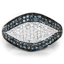 0.50 Carat Genuine Blue Diamond and White Diamond .925 Sterling Silver Ring-3