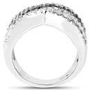 1.57 Carat Genuine Blue Diamond, White Diamond & Black Diamond .925 Sterling Silver Ring-2