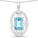 9.60 Carat Genuine Green Topaz .925 Sterling Silver Pendant-1