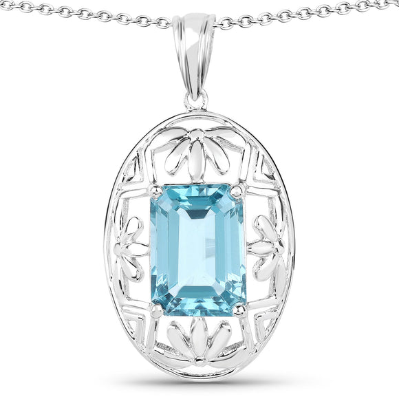 9.60 Carat Genuine Green Topaz .925 Sterling Silver Pendant