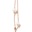 18K Rose Gold 1/2 Cttw Diamond and Freshwater Pearl Double Strand Station Necklace  (G-H Color, SI1-SI2 Clarity) - Adjustable up to 16" to 20"-3