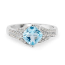 2.06 Carat Genuine Blue Topaz and White Topaz .925 Sterling Silver Ring-3
