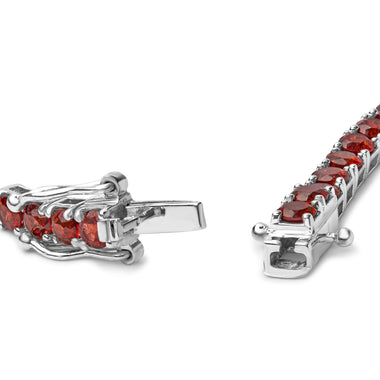 .925 Sterling Silver 10.0 Cttw Created Orange Garnet Tennis Bracelet - 7.25" - 0