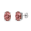 14K White Gold 1/2 Cttw Lab Grown Pink Oval 4 Prong Set Classic Diamond Solitaire Stud Earrings (Pink Color, VS2-SI1 Clarity)-1