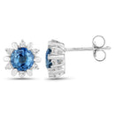 1.87 Carat Genuine Blue Sapphire and White Diamond 14K White Gold Earrings-2