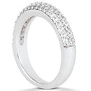 14k White Gold Triple Multi-Row Micro- Pave Diamond Wedding Ring Band-2