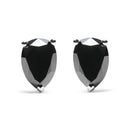 14K White Gold 2.00 Cttw Pear Cut Black Diamond Stud Earrings-1