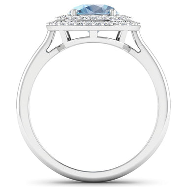 1.72 Carat Genuine Aquamarine and White Diamond 14K White Gold Ring - 0