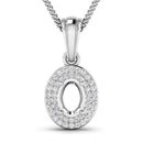 0.17 Carat Genuine White Diamond 14K White Gold Semi Mount Pendant - holds 7x5mm Oval Gemstone-1