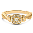 14K Yellow Gold Plated .925 Sterling Silver 1/10 Cttw Round-Cut Diamond Composite Halo Engagement Ring (I-J Color, I3 Clarity)- Size 7-1