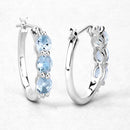 1.75 Carat Genuine Aquamarine and White Diamond .925 Sterling Silver Earrings-4