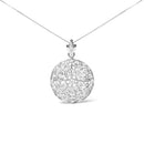 18K White Gold 1 5/6 Cttw Diamond Cluster Floral Filigree Brooch Pin and 18" Pendant Necklace (G-H Color, I1-I2 Clarity)-1