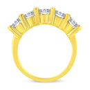 14K Yellow Gold Plated .925 Sterling Silver 2.0 Cttw Shared Prong Set Diamond 5 Stone Wedding Band Ring (J-K Color, I1-I2 Clarity) - Size 7-4