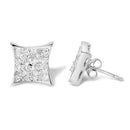 .925 Sterling Silver 3/4 Cttw Diamond Composite Curved Square Stud Earring (I-J Color, I3 Clarity)-3