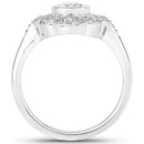 1.02 Carat Genuine Aquamarine and White Topaz .925 Sterling Silver Ring-2