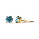 14K Yellow Gold 1.0 Cttw Treated Aqua Blue Diamond Classic Solitaire Stud Earrings (Aqua Blue Color, I2-I3 Clarity)-3