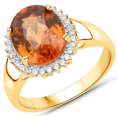 3.90 Carat Genuine Zircon Zanzibar and White Zircon .925 Sterling Silver Ring - 0
