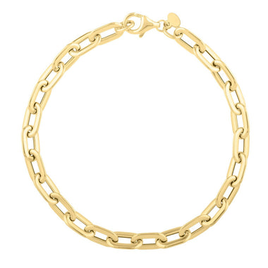 14k Yellow Gold Oval Domed Paperclip Chain Bracelet (5.30 mm) - 0