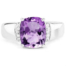2.65 Carat Genuine  Amethyst and White Topaz .925 Sterling Silver Ring-3