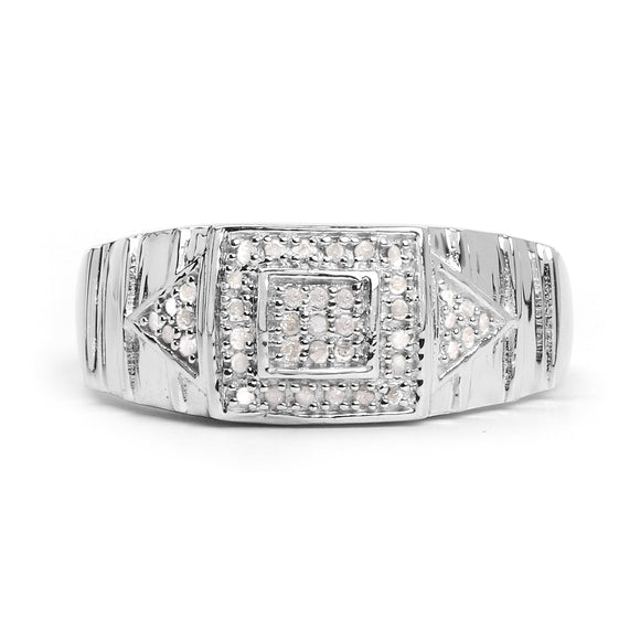 14K White Gold Plated 0.21 Carat Genuine White Diamond .925 Sterling Silver Ring