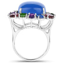26.67 Carat Genuine Multi Stones .925 Sterling Silver Ring-2