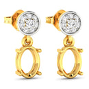0.11 Carat Genuine White Diamond 14K Yellow Gold Semi Mount Earrings - holds 7x5mm Oval Gemstones-4