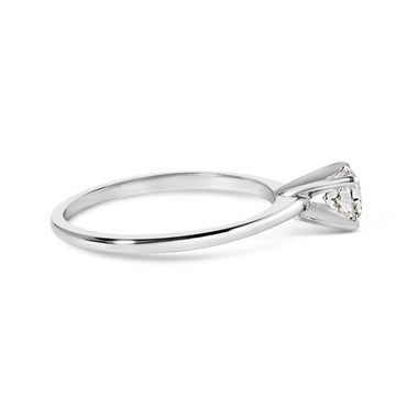 14K White Gold 1/2 Cttw Round Lab Grown Diamond 4 Prong Solitaire Engagement Ring (F-G Color, VS2-SI1 Clarity) - Size 7 - 0