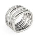 14k White Gold Multiple Band Design Ring with Diamonds (3/8 cttw)-3