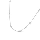 14K White Gold 1.00 Cttw Bezel Set Round Diamond Marquise Shaped Milgrain Station 18" Collar Necklace (G-H Color, SI1-SI2 Clarity)-2