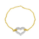 10K Two Tone Gold 1/4 Cttw Diamond Encrusted Heart Charm 7" Bracelet (H-I Color, I1-I2 Clarity)-3