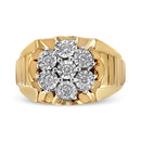Men's 14K Yellow Gold Plated .925 Sterling Silver 1/3 Cttw Miracle-Set Floral Diamond Cluster Ring (I-J Color, I1-I2 Clarity) - Size 10-3