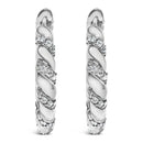 14K White Gold 1 1/5 Cttw Lab Grown Diamond Swirl Design 1" Inch Hoop Earrings (F-G Color, VS1-VS2 Clarity)-2