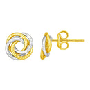 14k Two Tone Gold Love Knot Earrings-2
