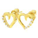 14K Yellow Gold 1/8 Cttw Diamond Journey Heart Hoop Earrings (K-L Color, I1-I2 Clarity)-4