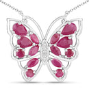2.88 Carat Genuine Ruby and White Zircon .925 Sterling Silver Necklace-1