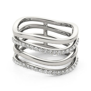14k White Gold Multiple Band Design Ring with Diamonds (3/8 cttw) - 0