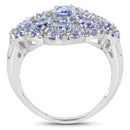 3.31 Carat Genuine Tanzanite .925 Sterling Silver Ring-2