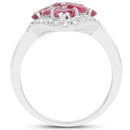 2.12 Carat Genuine Glass Filled Ruby & White Zircon .925 Sterling Silver Ring-2