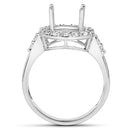 0.60 Carat Genuine White Diamond 14K White Gold Semi Mount Ring - holds 10x8mm Oval Gemstone-3