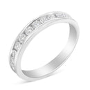IGI Certified 1/2 Cttw Round Brilliant Cut Diamond 18K White Gold Channel Set Eternity Style Wedding Band Ring (H-I Color, I1-I2 Clarity) - Size 7-1