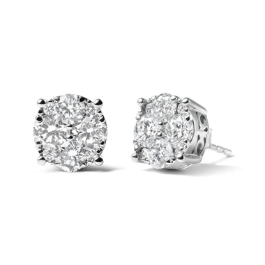 14K White Gold 2.00 Cttw Lab Grown Diamond Cluster Stud Earrings (G-H Color, VS1-VS2 Clarity) - 0