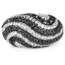 1.26 Carat Genuine Black Diamond and White Diamond .925 Sterling Silver Ring-3