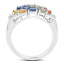 2.05 Carat Genuine Multi Sapphire .925 Sterling Silver Ring-2